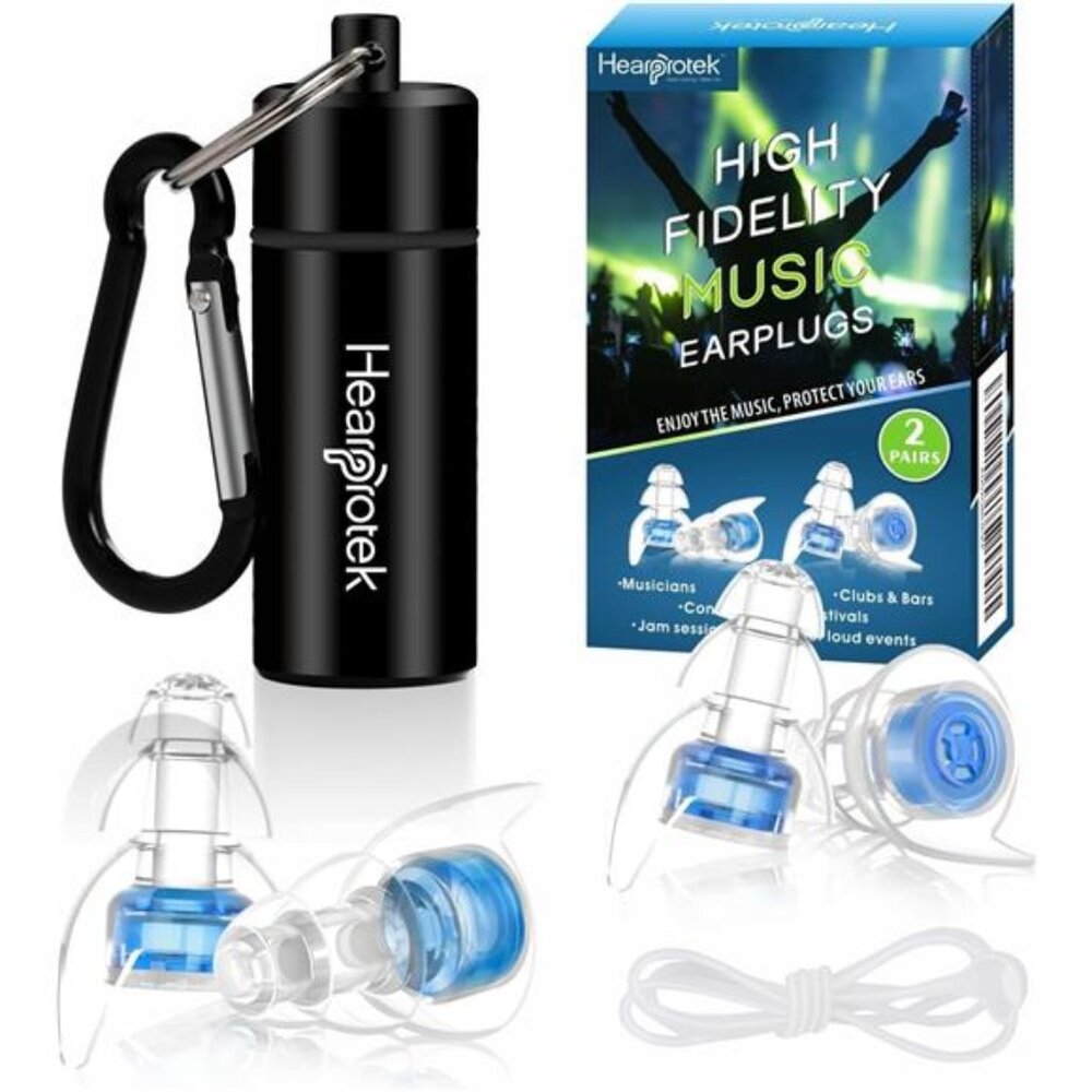Concert Ear Plugs, 2Pairs Reusable high Fidelity Musician Ear Plugs for Concerts